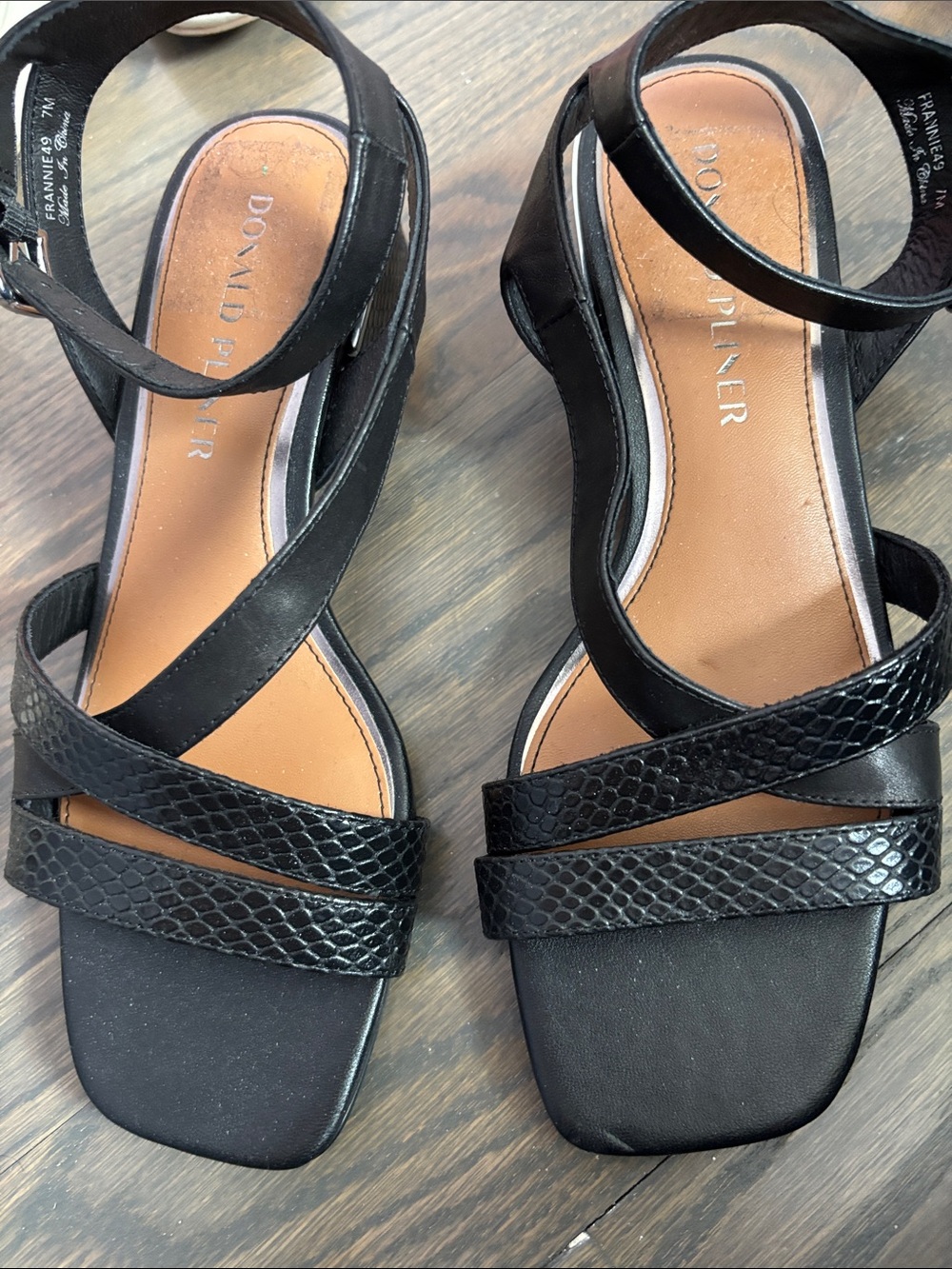 Donald J. Pliner Black Textured-Strap Sandals